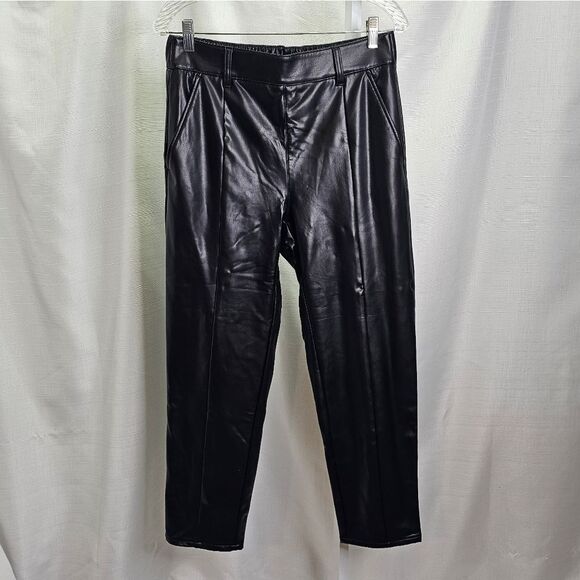 LOFT Outlet Black Faux Leather High Rise Straight Pants Size Small - Picture 1 of 11